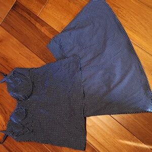 2-pc Lands End navy/white polka-dot swimsuit, size 10